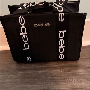 Bebe Black and White Small Logo Purse